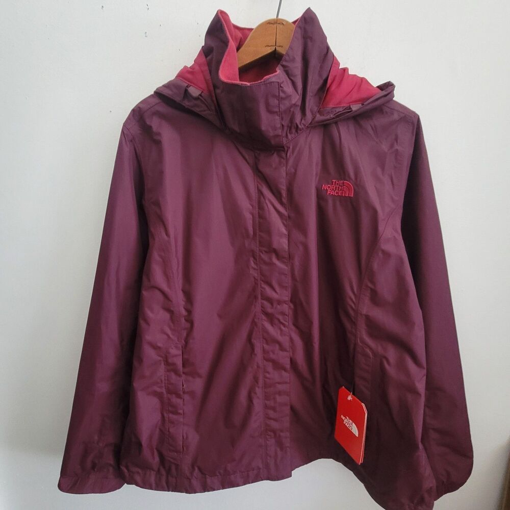 NWT The North Face Women's Resolve 2 Jacket Rain Hodded Jacket Size Xl Rumba Red